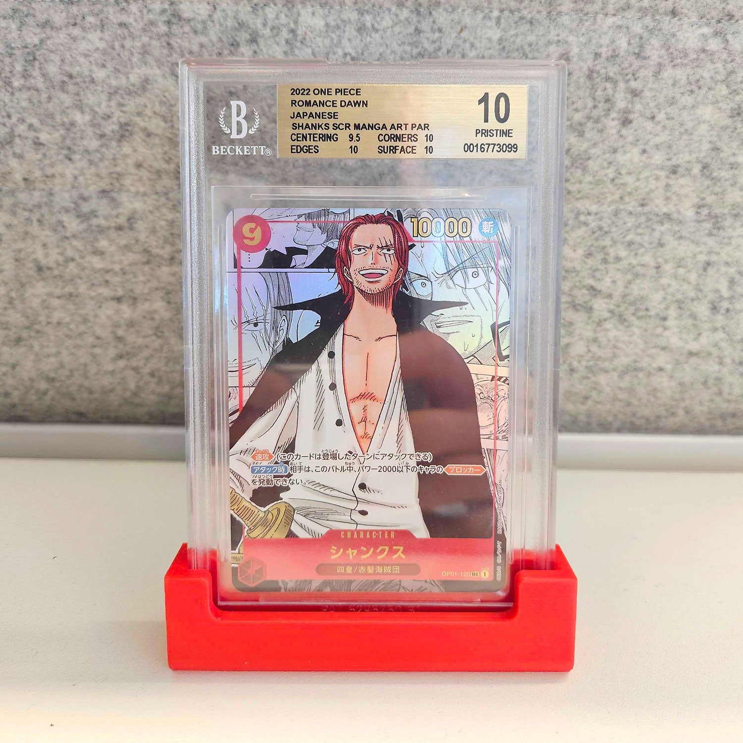 Close-up of a PSA-graded sports card with its protective slab