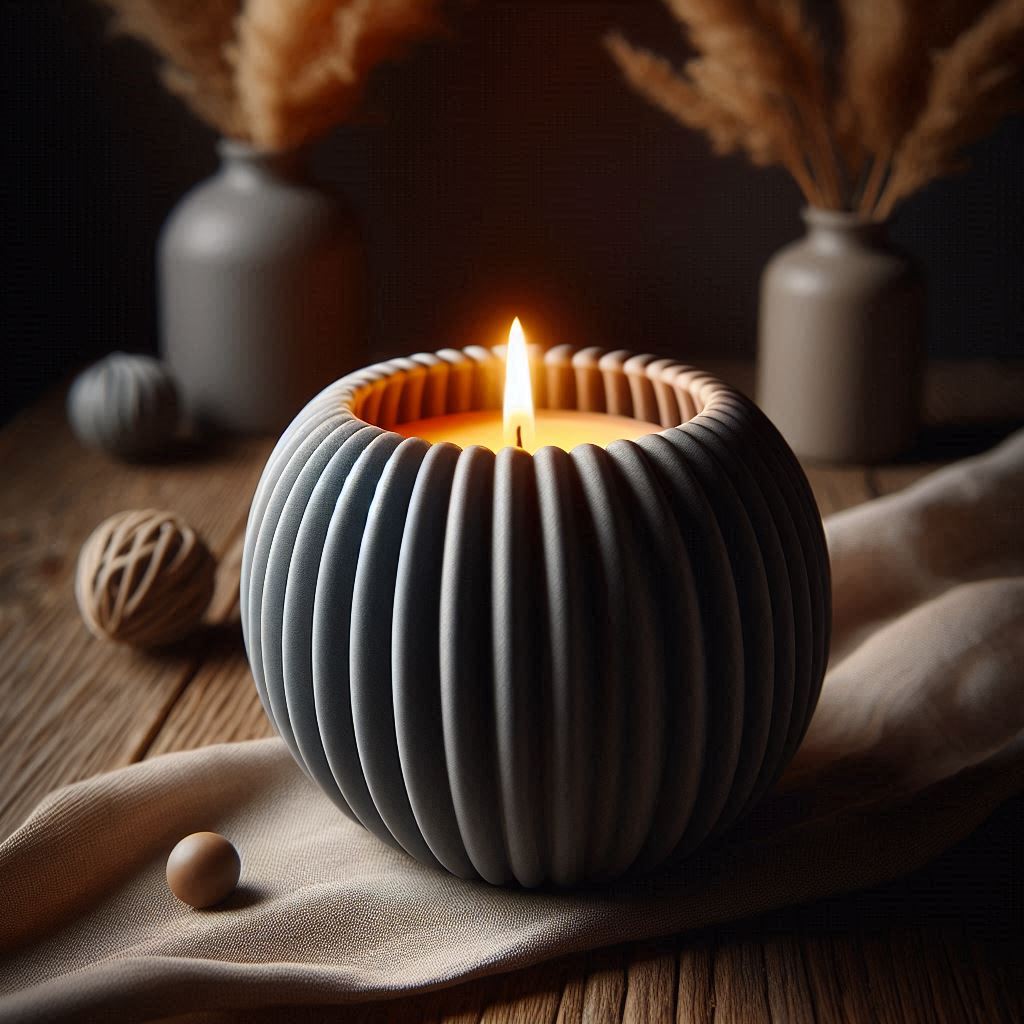 round ribbed LED tealight holder UK made