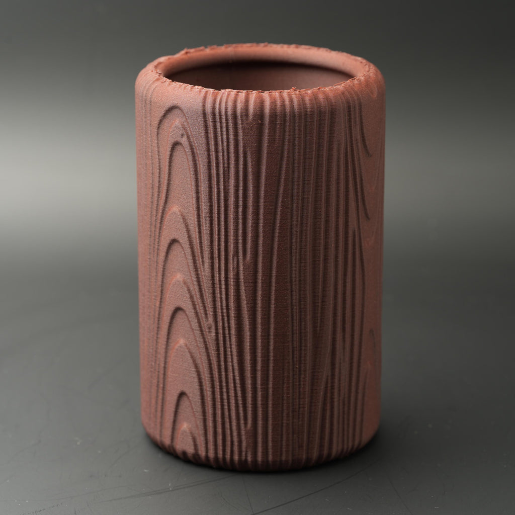 Dark mahogany-coloured wood grain pot
