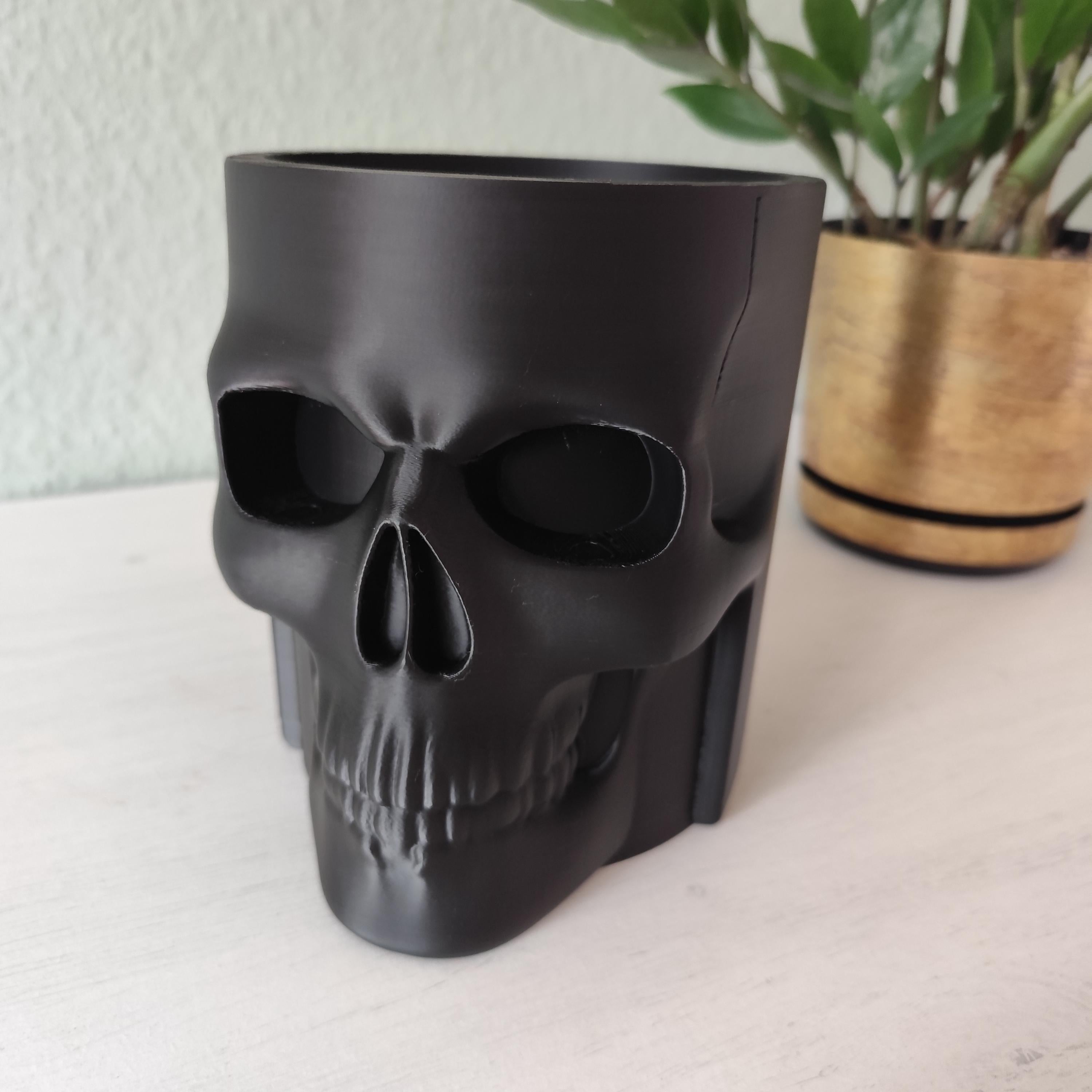 3D Printed Skull Whiskey Bottle Cooler: Gothic Bar Decor