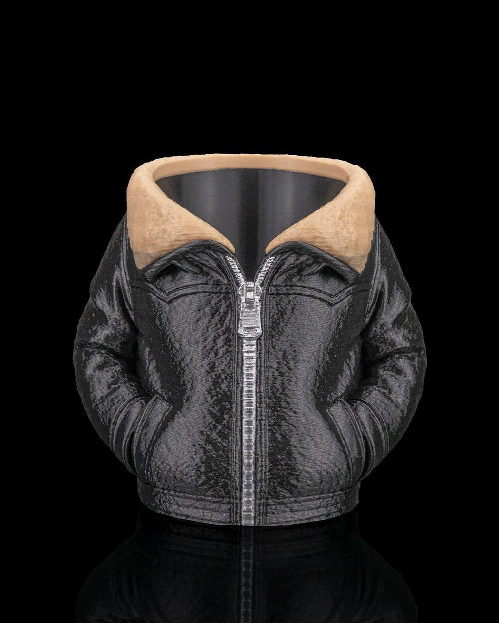 Leather Bomber Jacket Pen Holder – Aviator Desk Organizer, Pilot Biker Gift