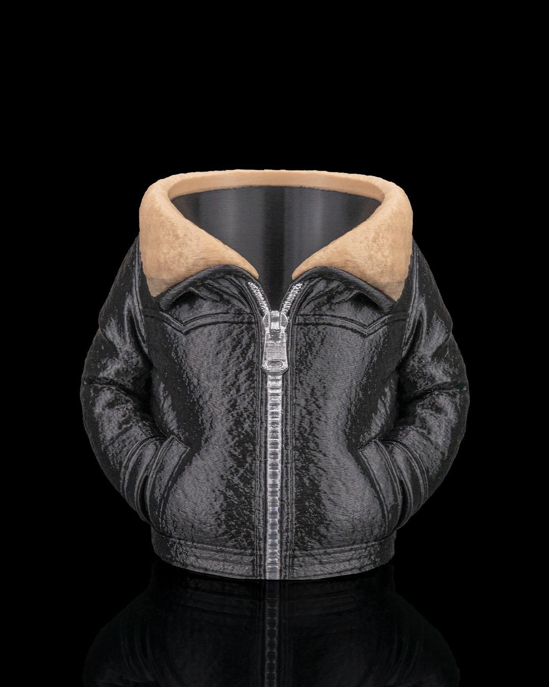 Leather Bomber Jacket Pen Holder – Aviator Desk Organizer, Pilot Biker Gift