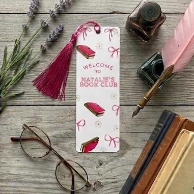 Custom Book Club Bookmark with Tassel, Personalized Laminated Gift for Readers
