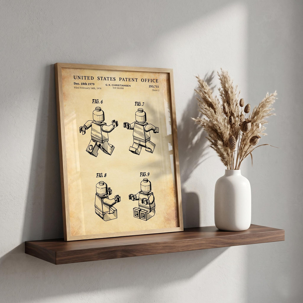 Toy figure patent print, sheet 2, on vintage parchment
