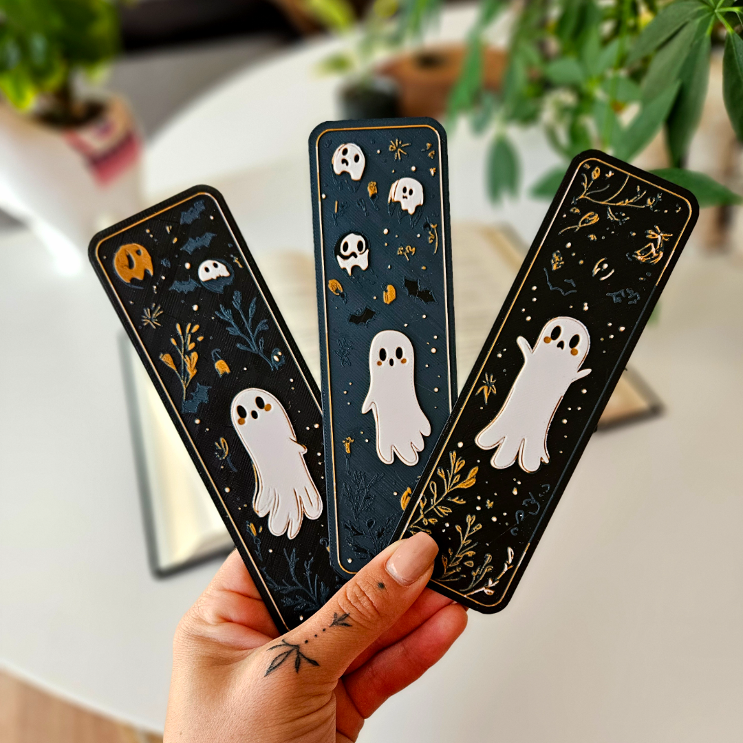 Cute ghost bookmark with spooky Halloween design