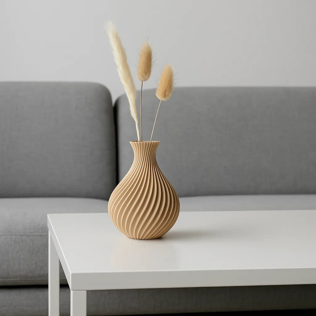 The Susanna Vase Organic Spiral 3D Printed Décor