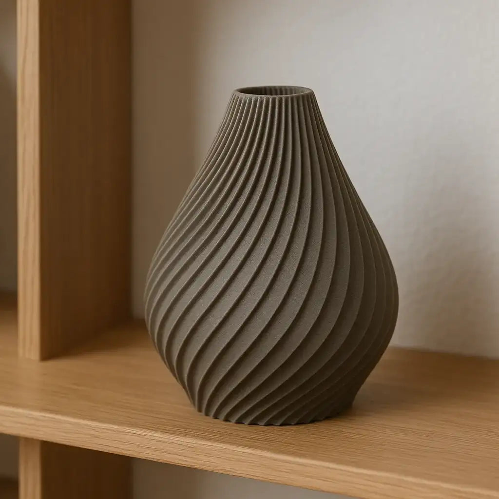 3D printed twisted teardrop vase for dried flowers