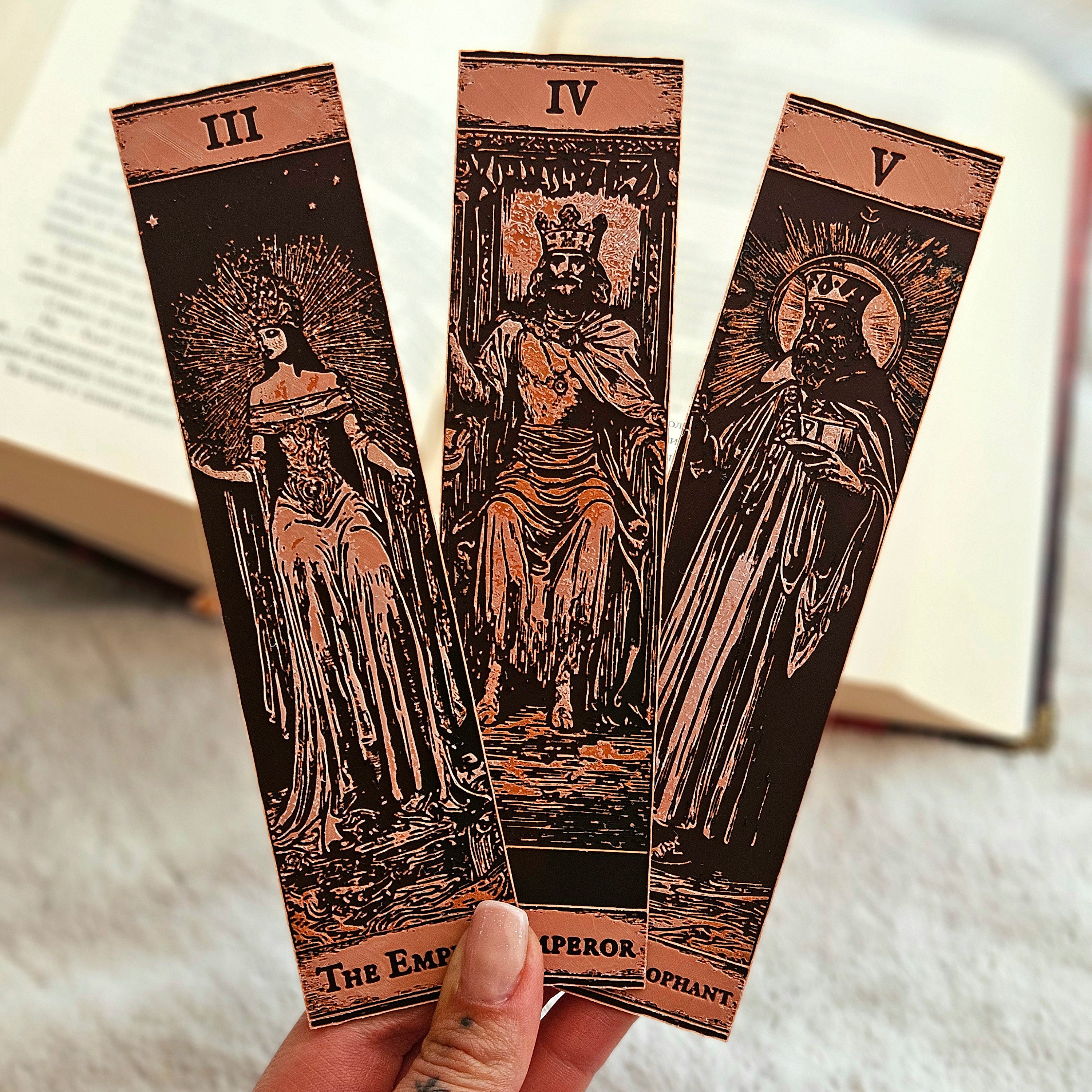 Tarot Bookmarks Set #3 | The Lovers, The Chariot & Strength | Major Arcana | Mystic & Witchy Gift