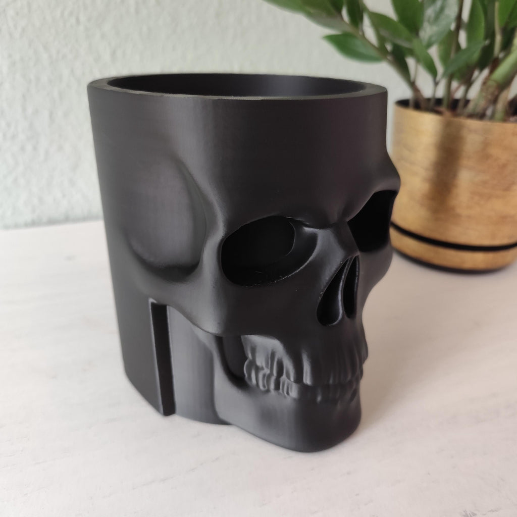3D Printed Skull Whiskey Bottle Cooler: Gothic Bar Decor