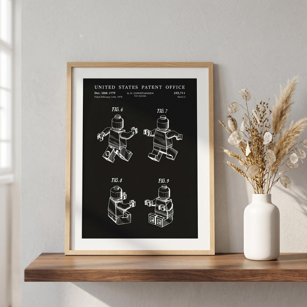Toy figure patent print, sheet 2, in black with white lines
