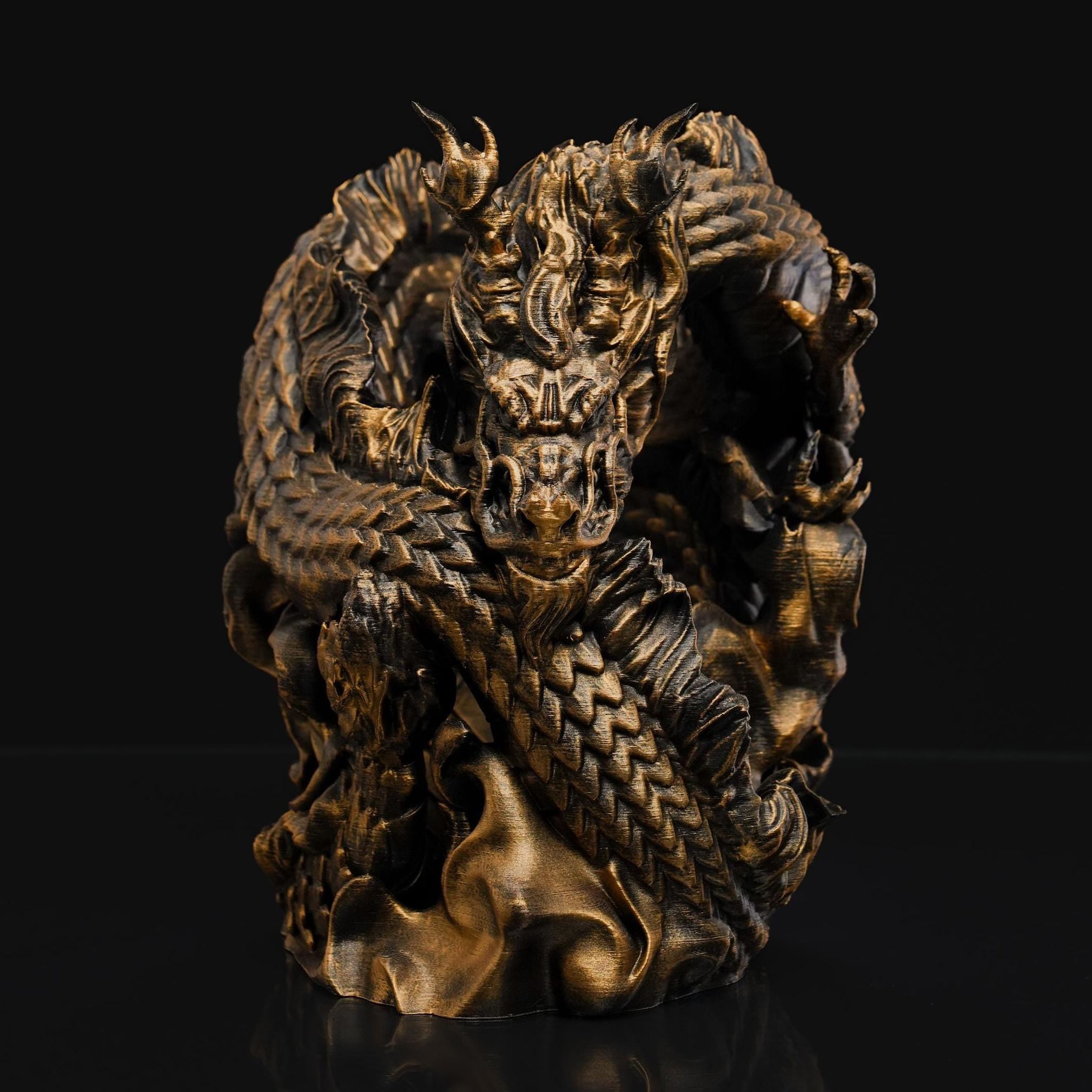 Hand-Painted Chinese Dragon Wine Holder | Mythical Resin Bar Decor