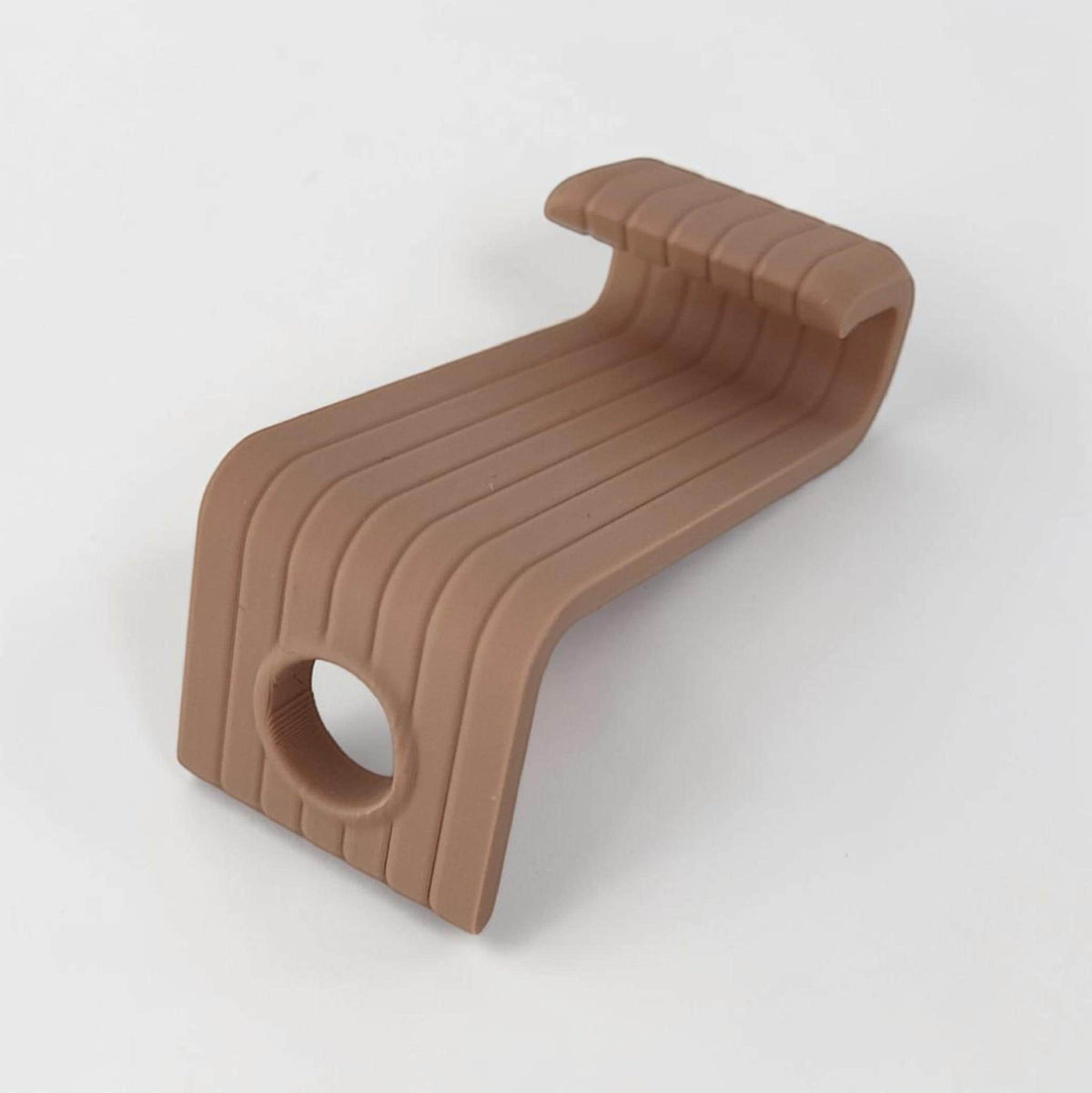 Hanger connector hook on its own, showing the ribbed top and the hole for a hanger