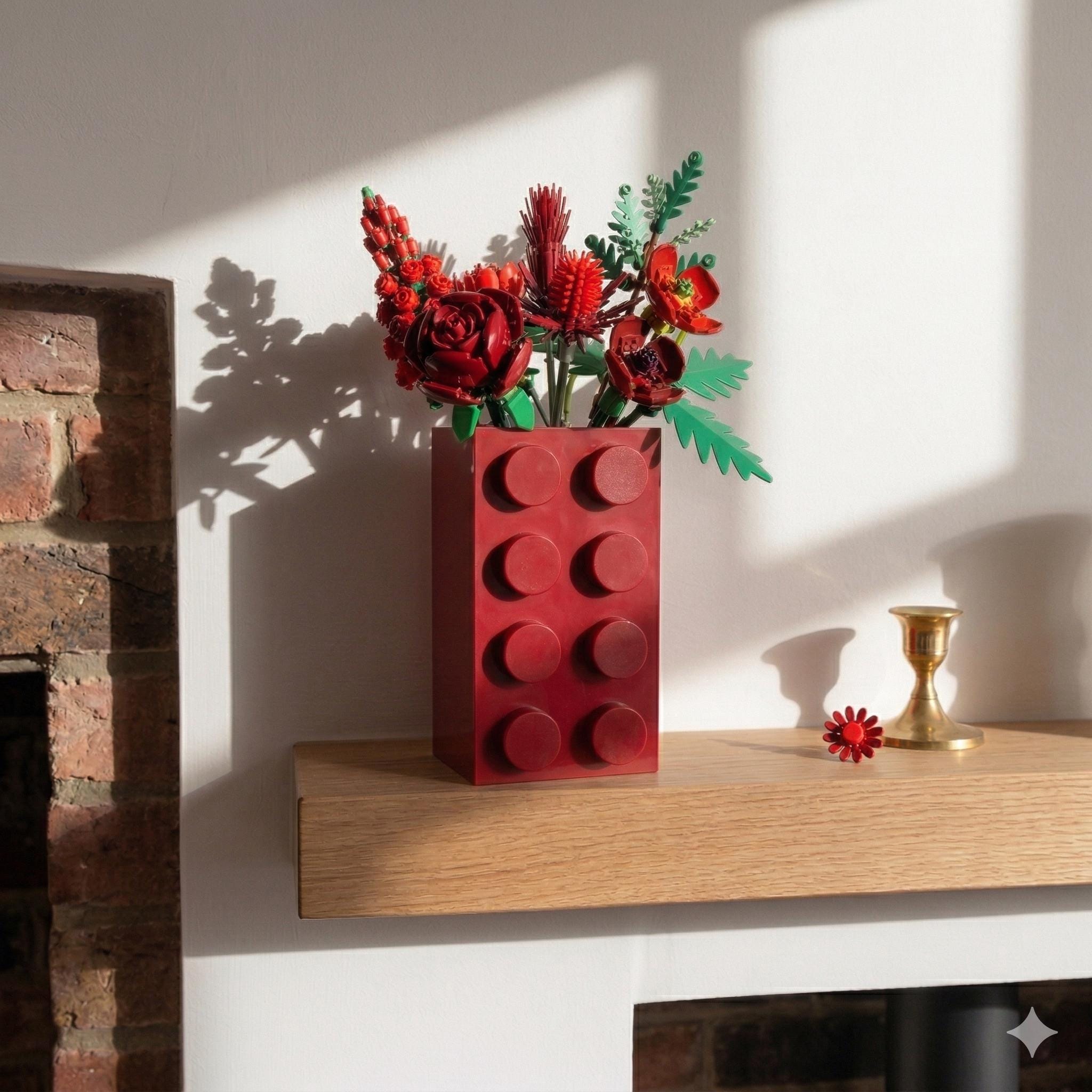 3D Printed Brick Vase | Retro Toy Inspired Modular Flower Pot, Desk Organizer