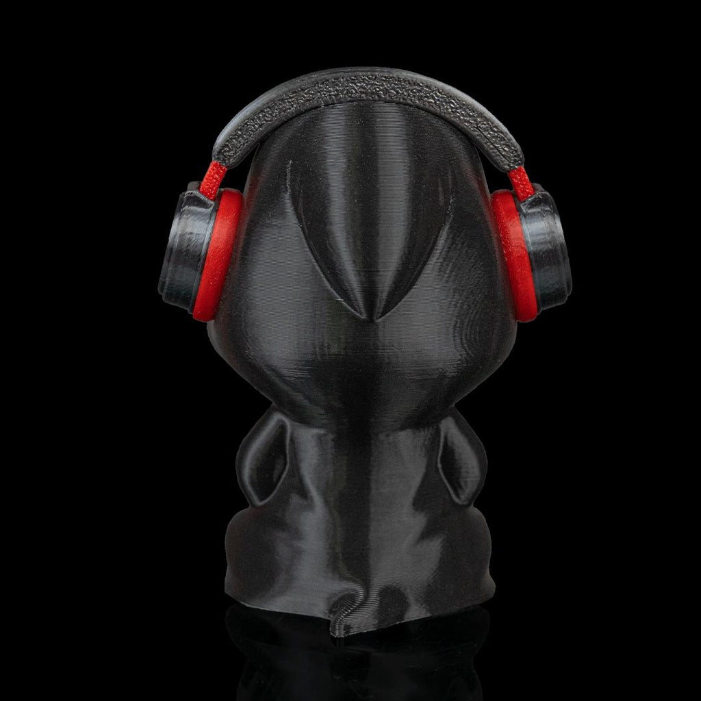 Gamer Grim Reaper figure from the back, showing the hood and headphone band