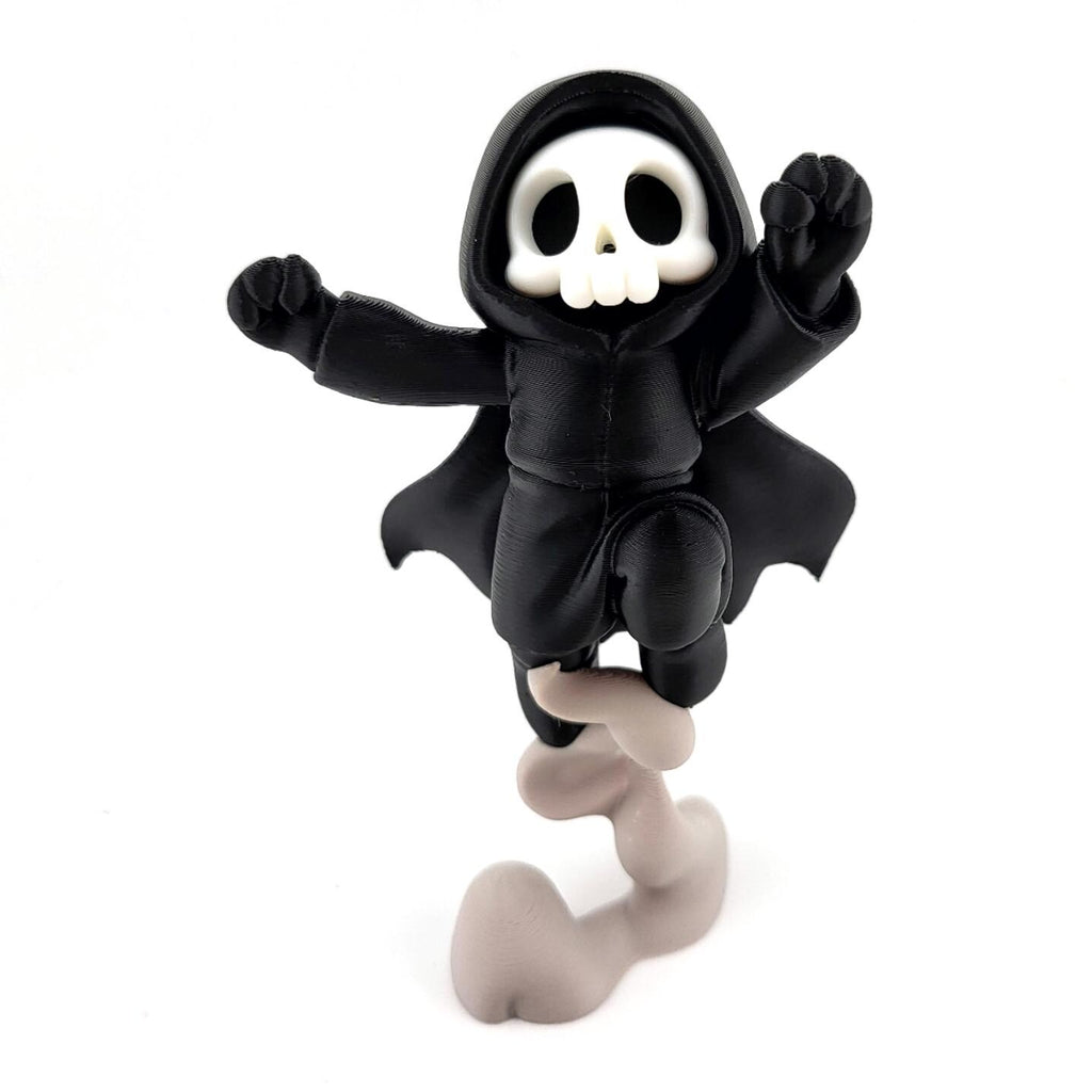 The Ascendant grim reaper leaping upwards from a twisted bone pillar