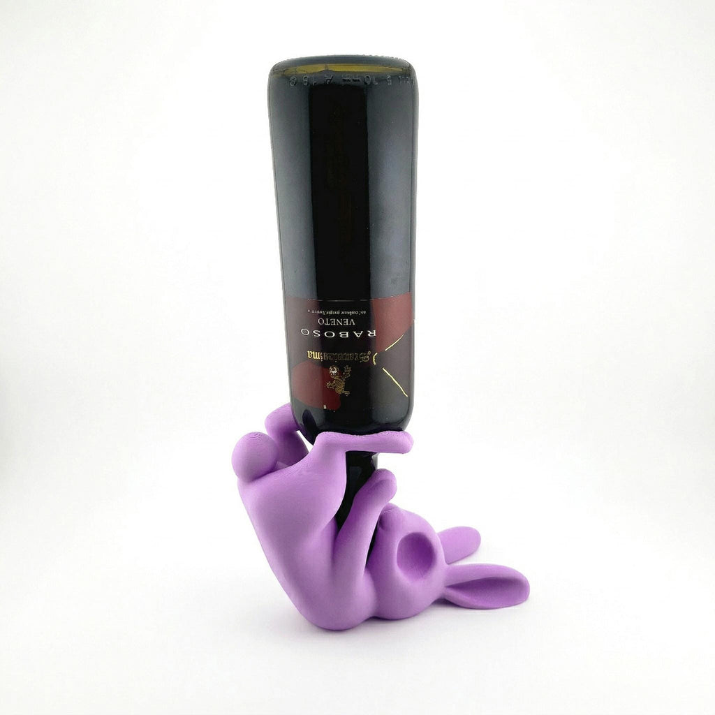 Purple bunny wine holder from the other side