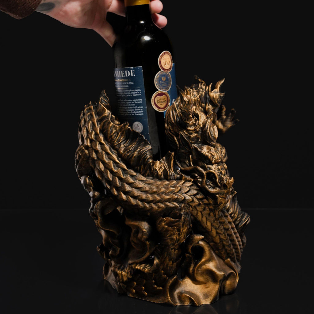 Hand-Painted Chinese Dragon Wine Holder | Mythical Resin Bar Decor