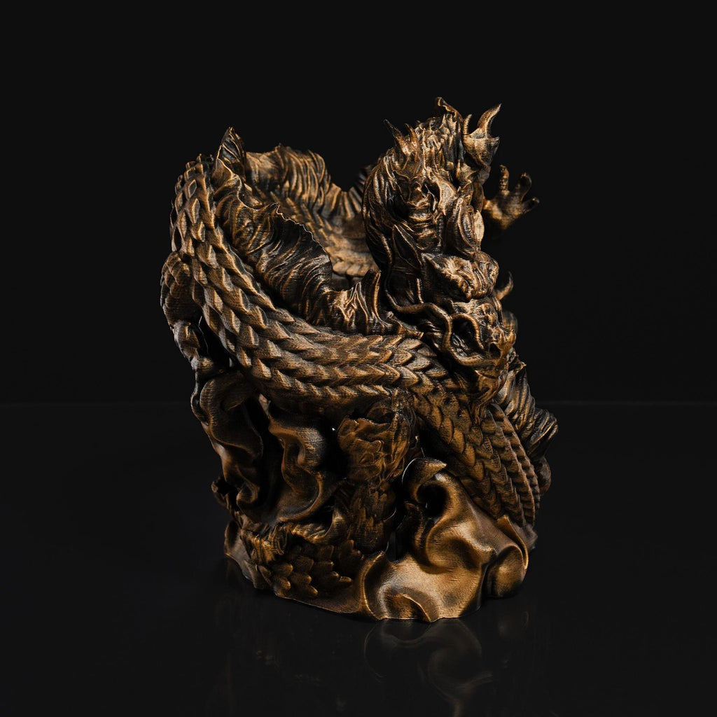 Hand-Painted Chinese Dragon Wine Holder | Mythical Resin Bar Decor