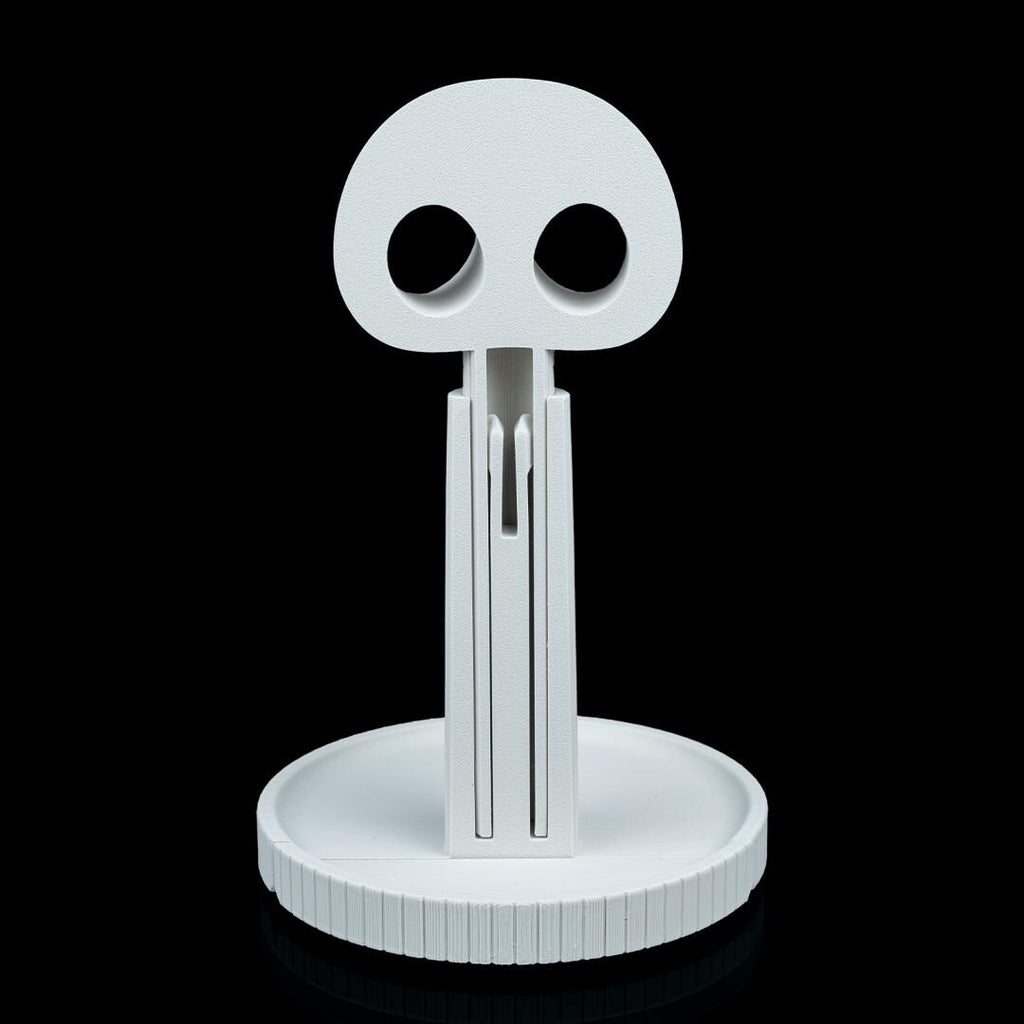 White skull headphone stand from the back