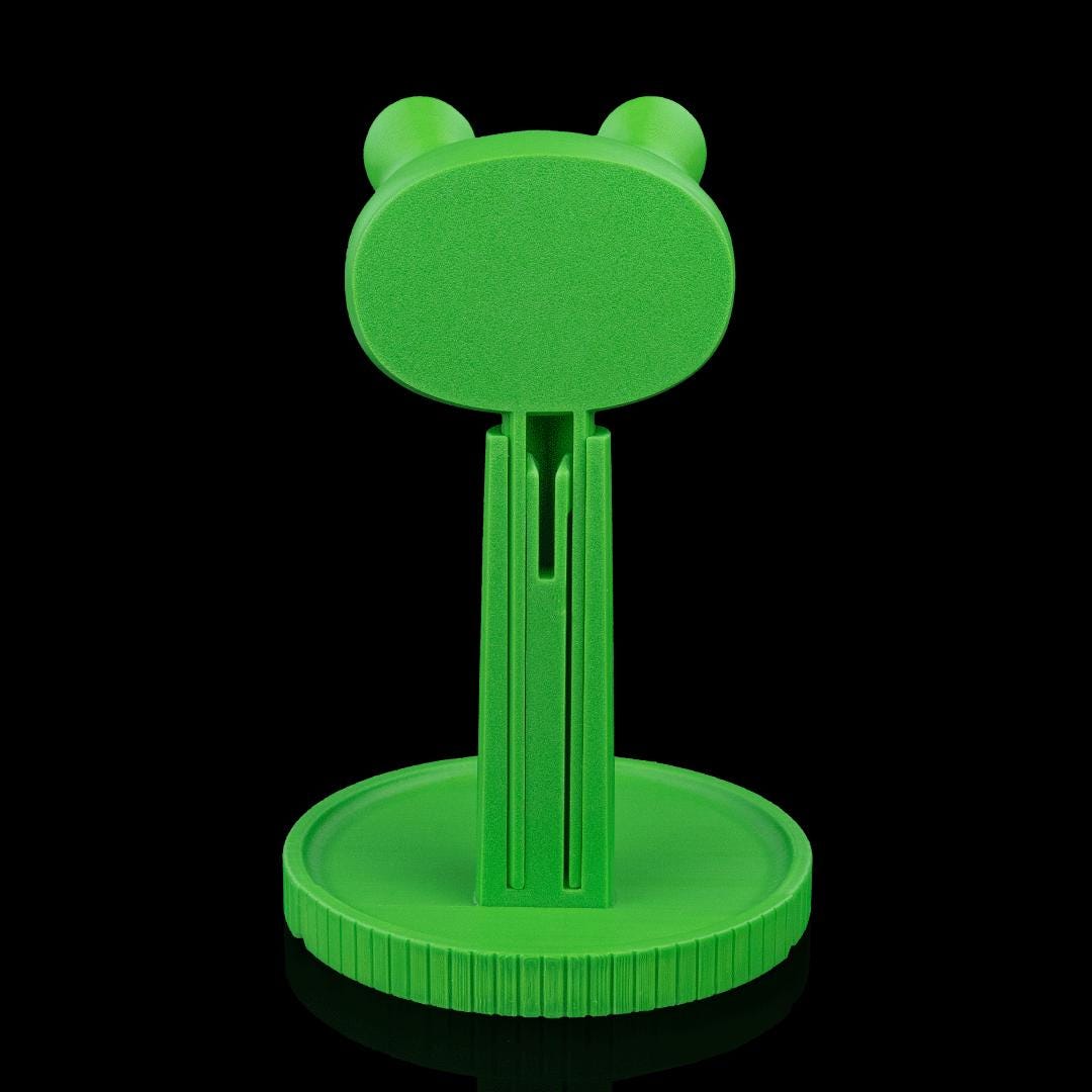 Green frog headphone stand from the back