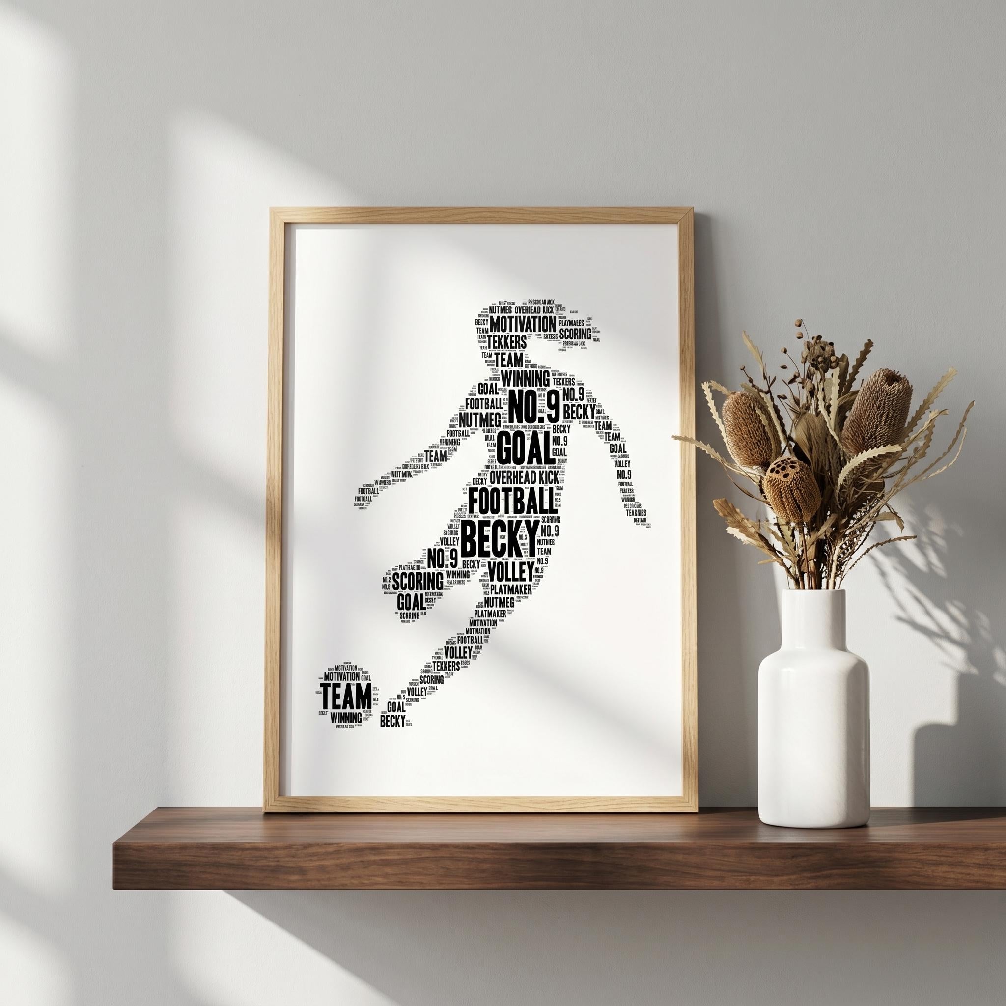Personalised Football Word Art Print – Custom Team Gift (Framed/Unframed)