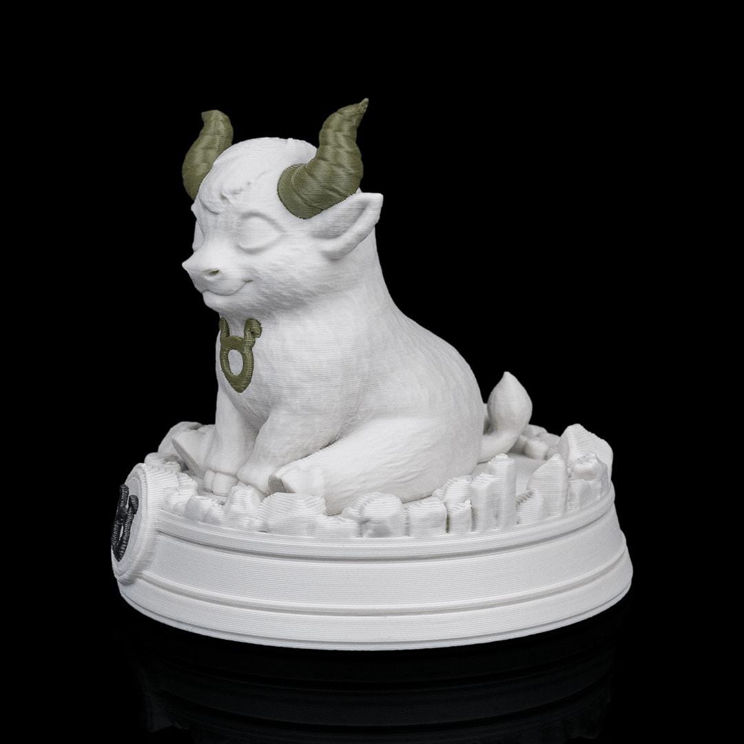 Taurus chibi bull on its base from an angle