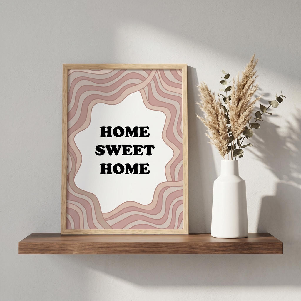 Custom Quote Art Print | Retro Wavy Border, Minimalist Wall Decor