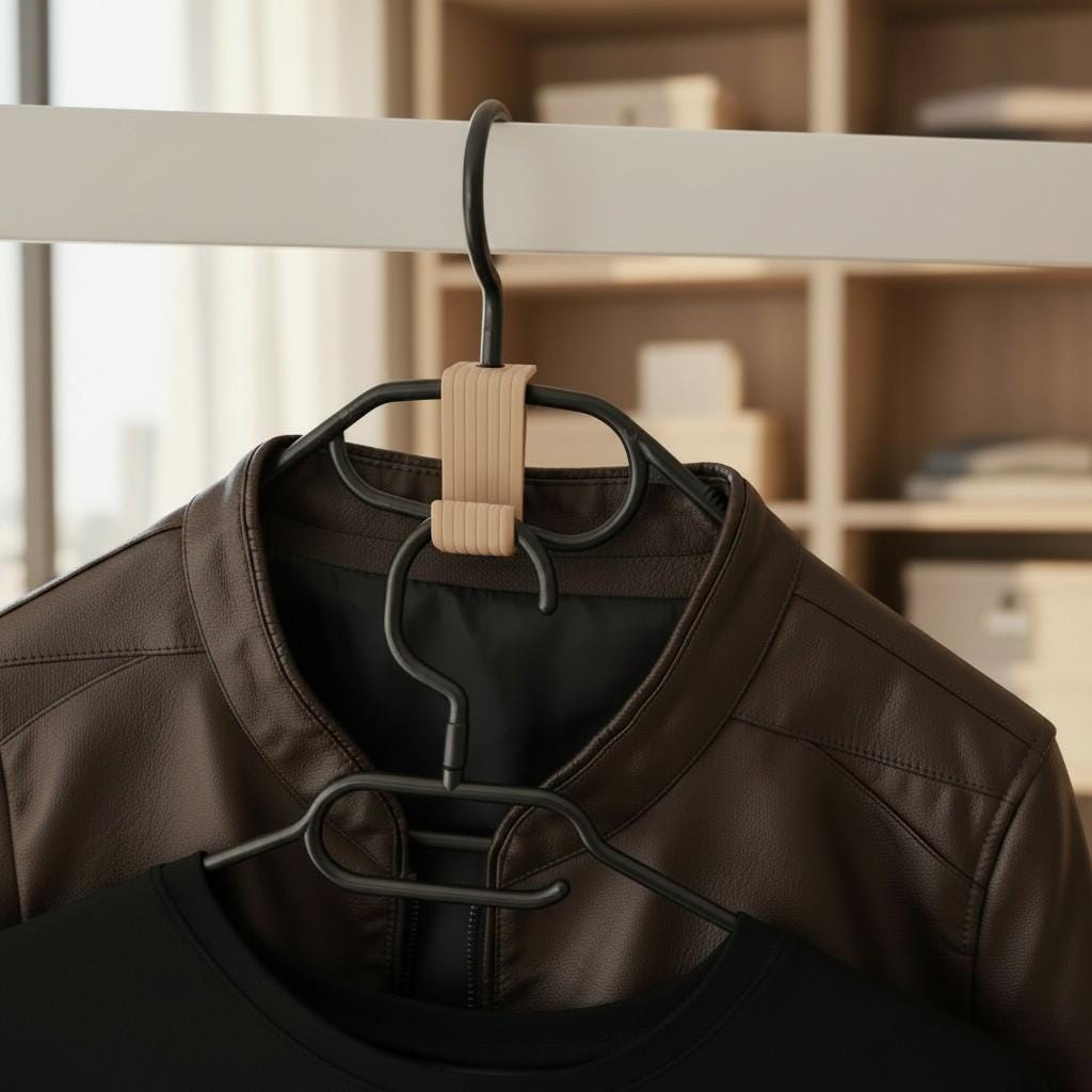 Close-up of the connector hook between two hangers
