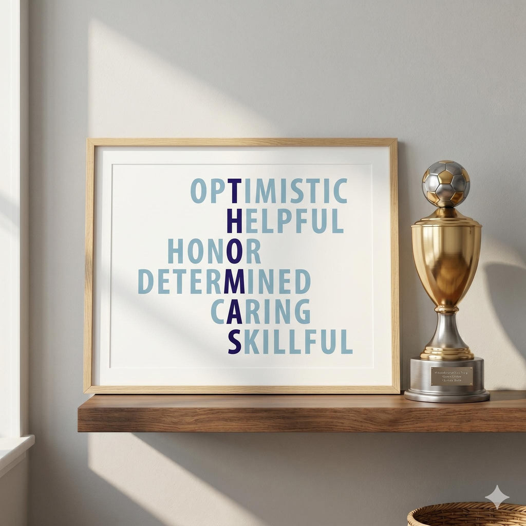 Personalised Acrostic Name Art Print, Minimalist Nursery Wall Decor