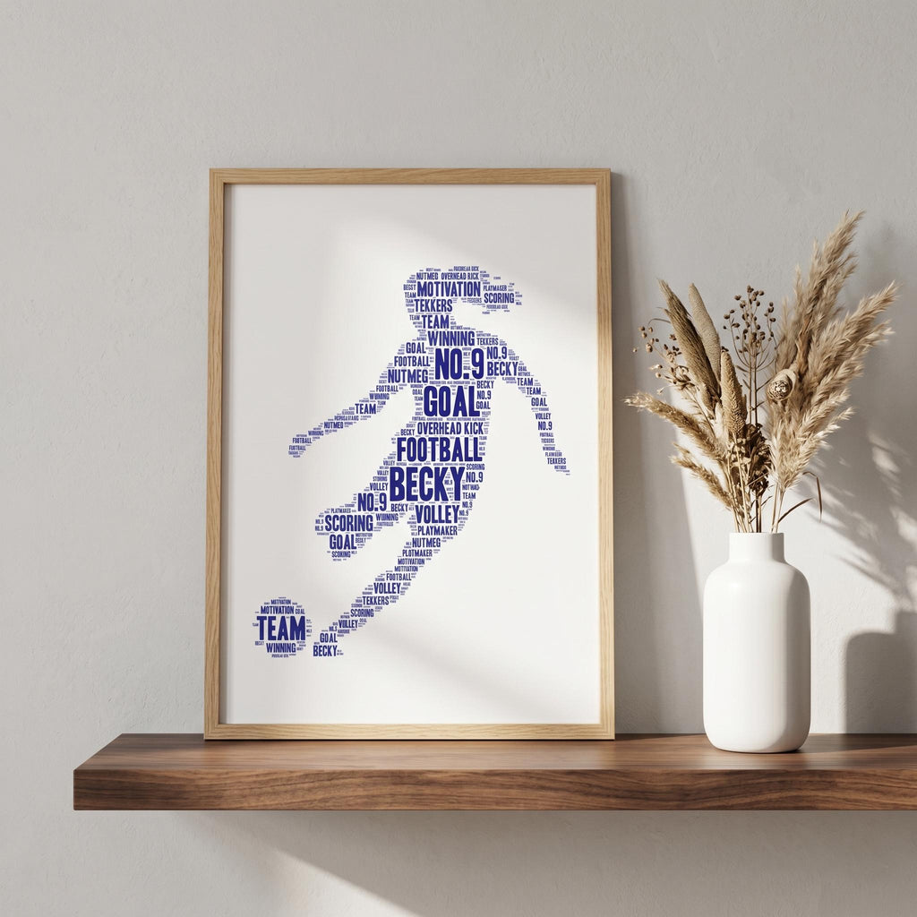 Personalised Football Word Art Print – Custom Team Gift (Framed/Unframed)