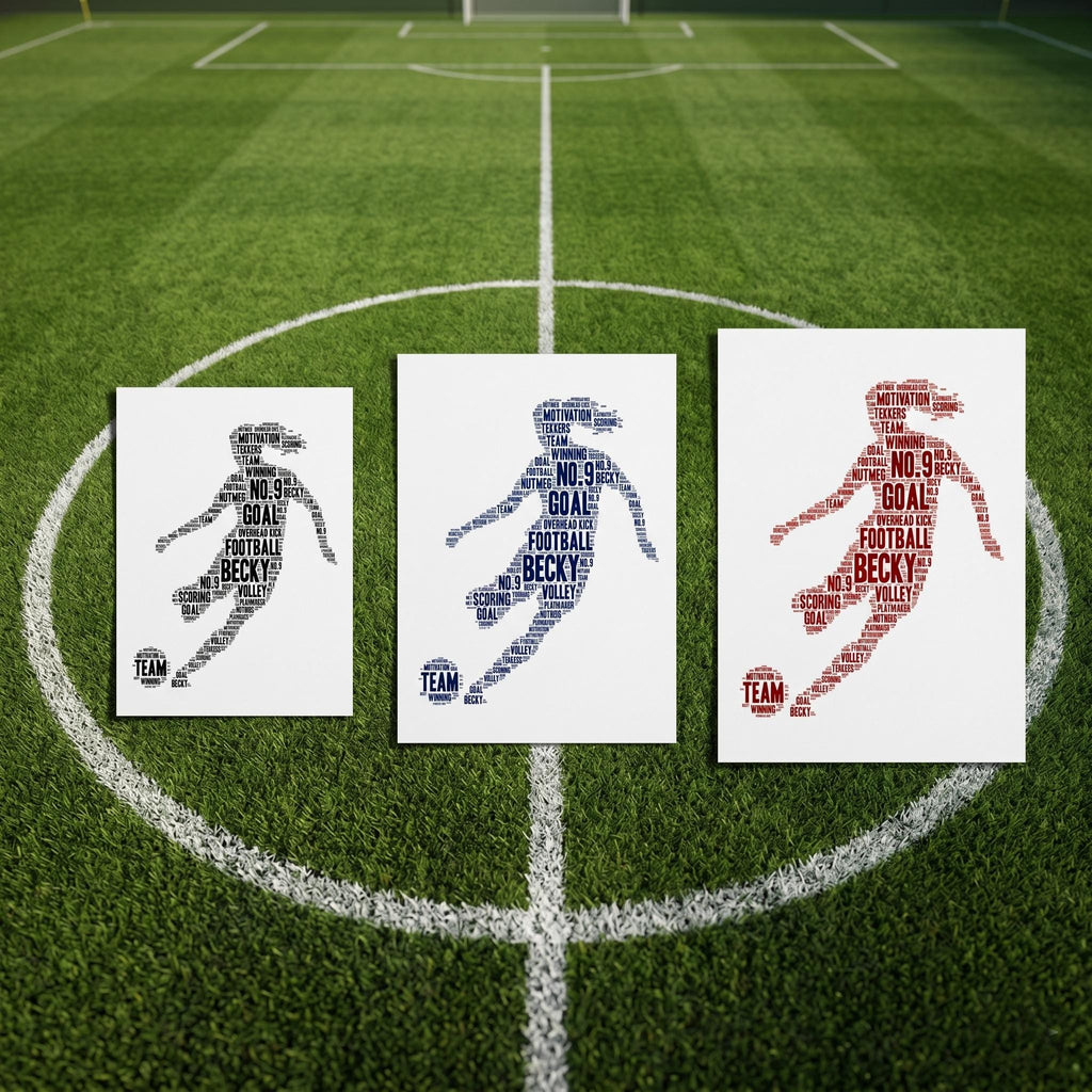 Personalised Football Word Art Print – Custom Team Gift (Framed/Unframed)
