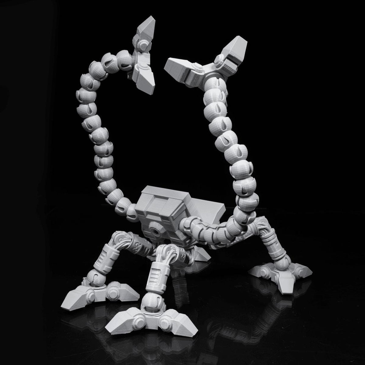 Empty mech controller stand from an angle, showing the cradle and legs