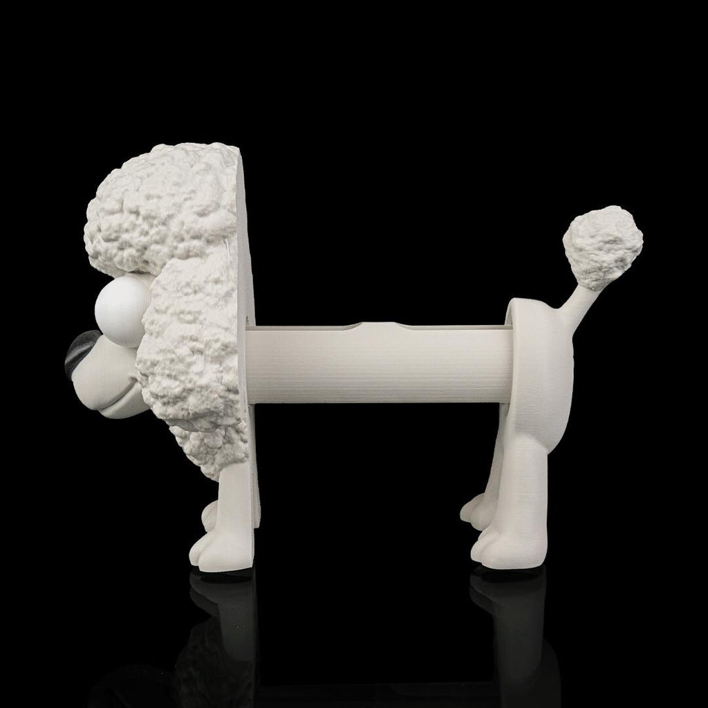 Empty Poopoodle from the side, showing the bar the roll slides onto