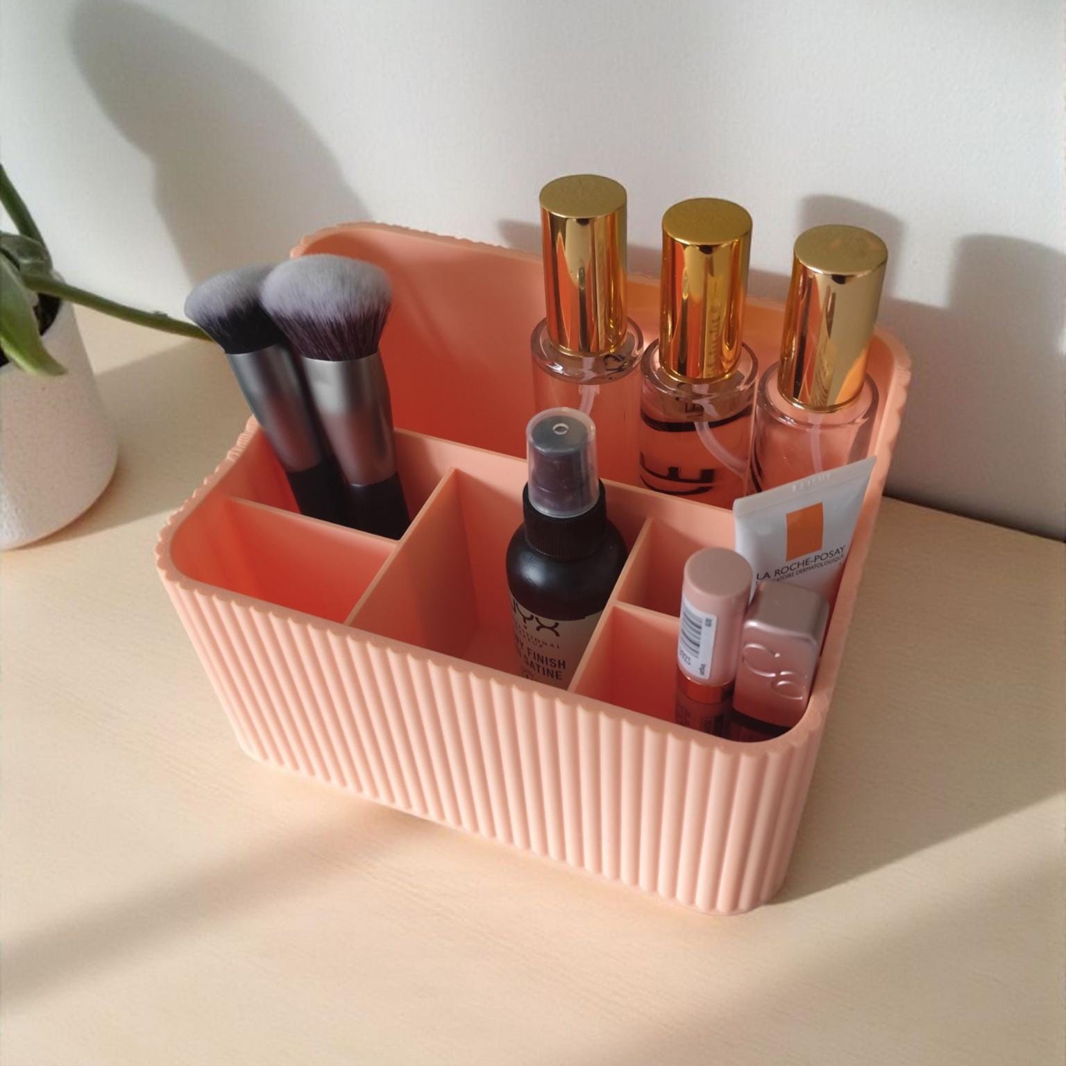 Ribbed Vanity Organiser | Luxury Six-Section Makeup & Skincare Storage