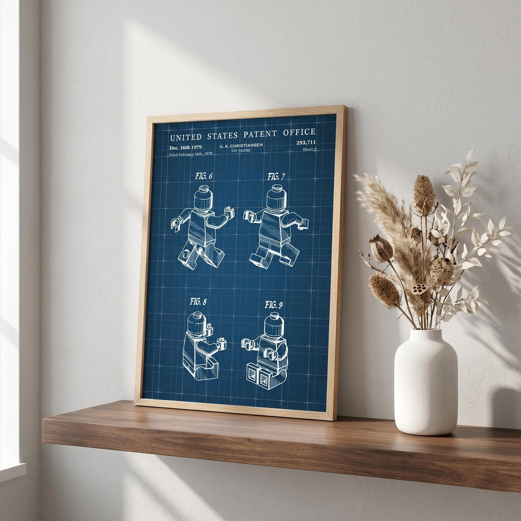 Toy figure patent print, sheet 2, in blueprint blue