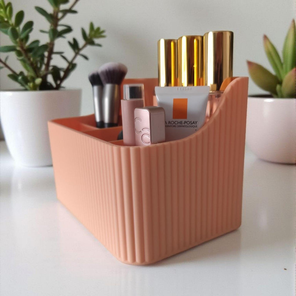 Ribbed Vanity Organiser | Luxury Six-Section Makeup & Skincare Storage