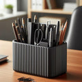3D Printed Ribbed Desk Organizer | Modern Pen Holder