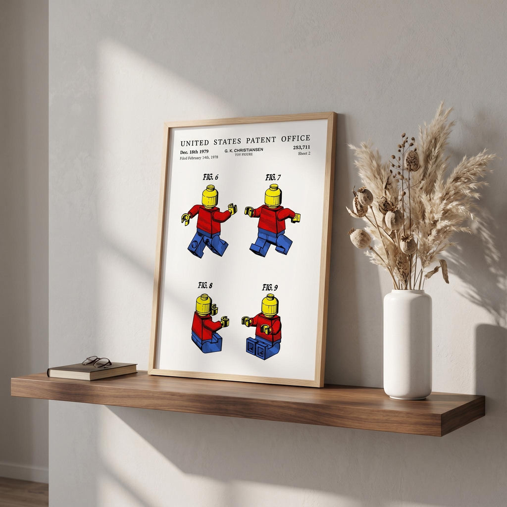 Toy figure patent print, sheet 2, in pop colour red, blue and yellow