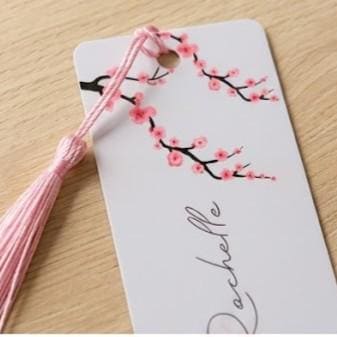 Personalized Cherry Blossom Bookmark, Custom Name Sakura Stationery, Floral Book Mark