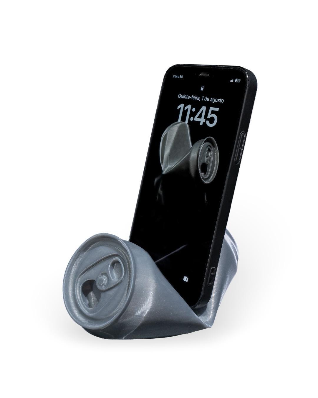 Crushed Can Phone Stand | Industrial Chic Desk Accessory | Gift for Tech Lover