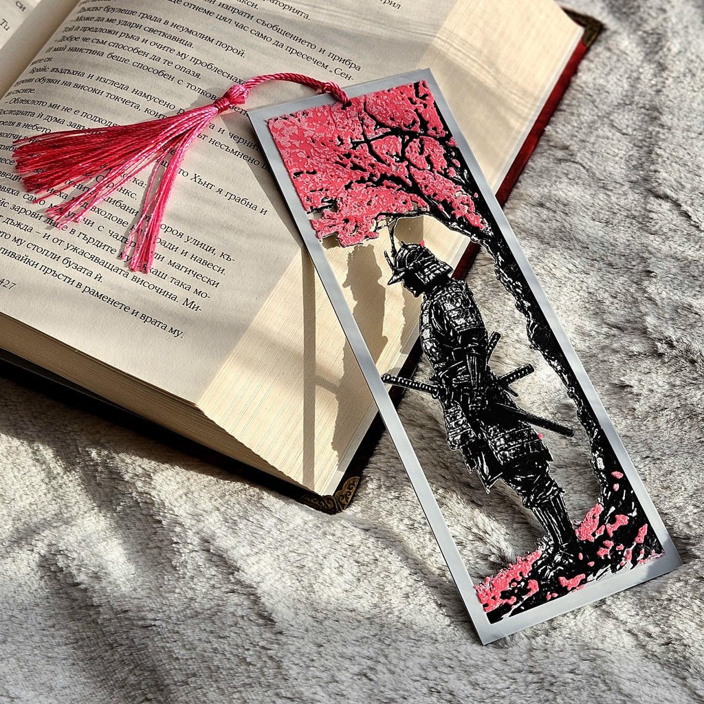 Sakura Samurai 3D Printed Bookmark | Durable PLA with Pink Tassel