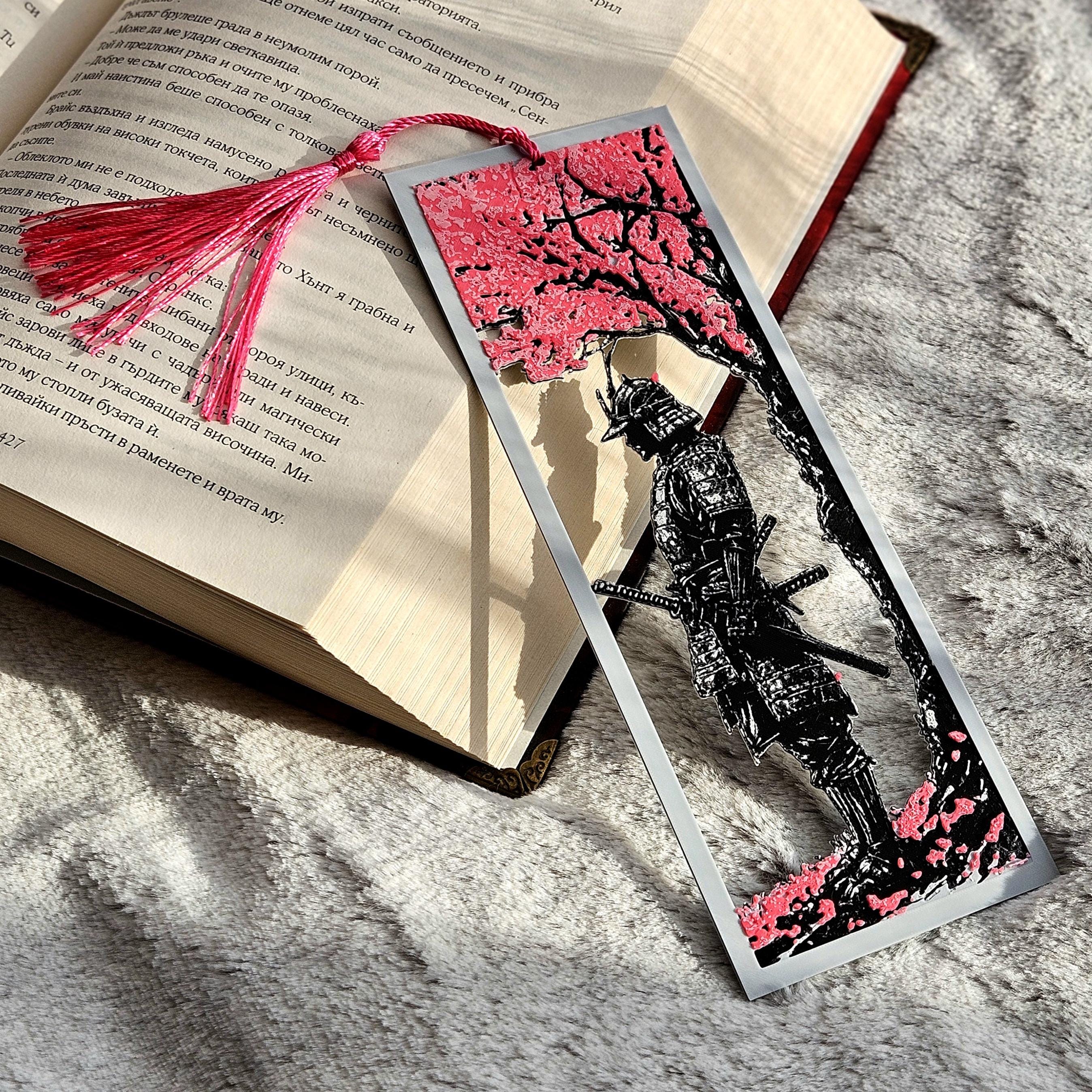 Sakura Samurai 3D Printed Bookmark | Durable PLA with Pink Tassel