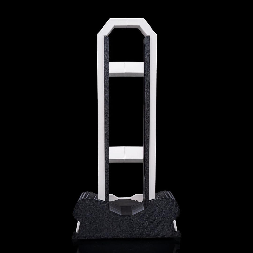 Empty dual controller stand from the back, black base