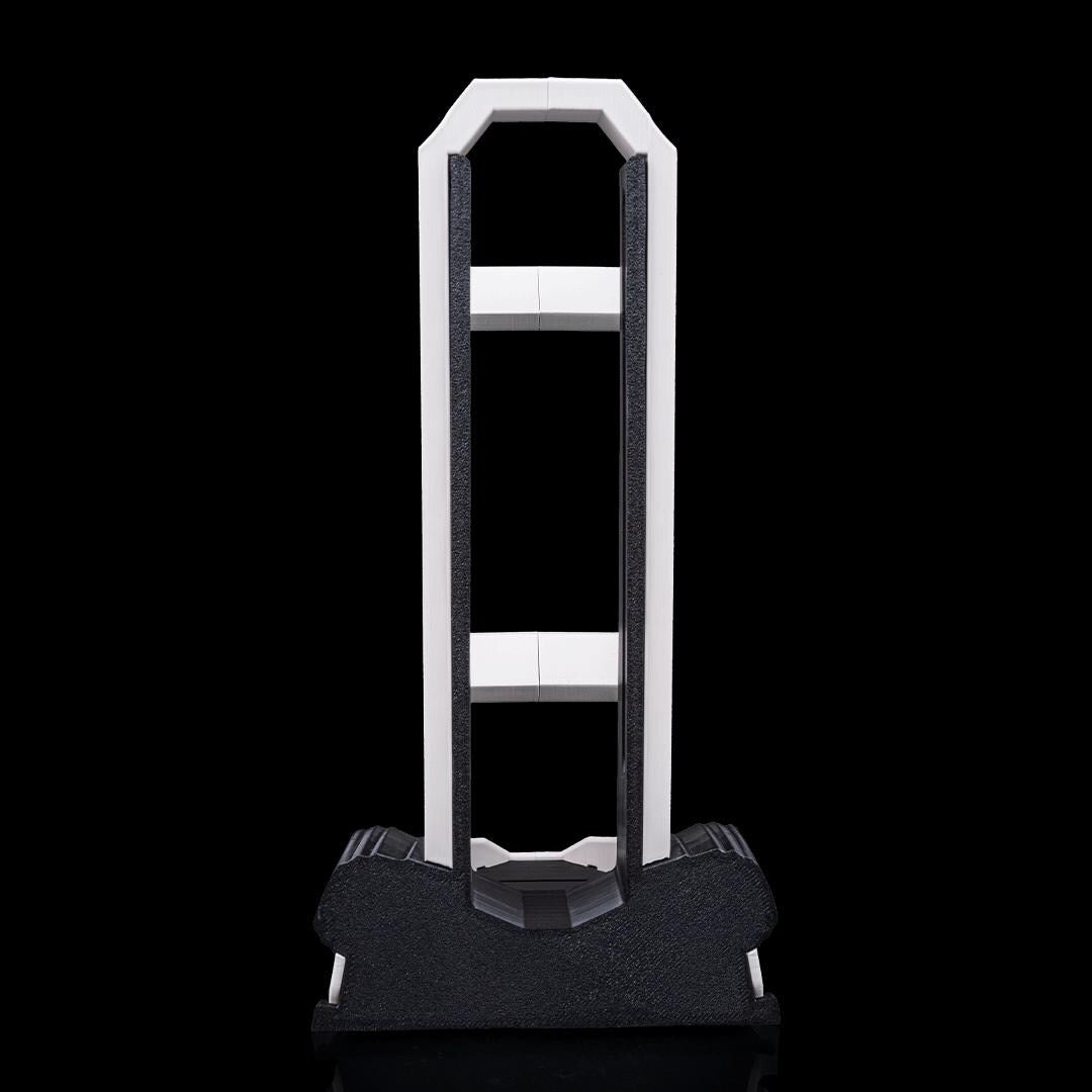 Empty dual controller stand from the back, black base