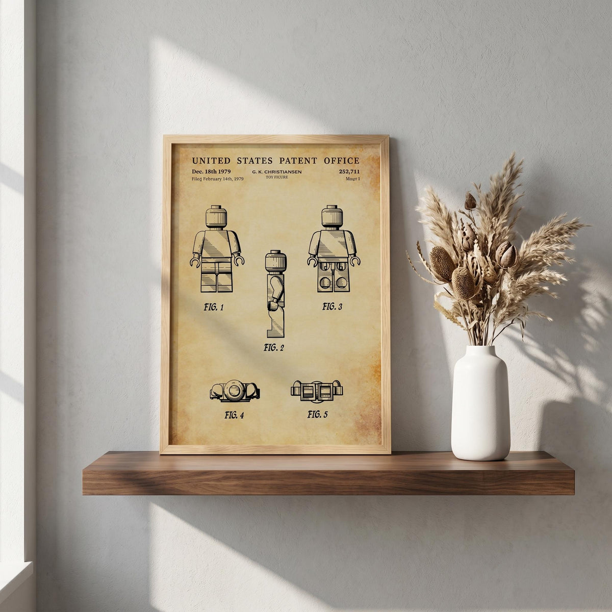 Toy figure patent print, sheet 1, on vintage parchment