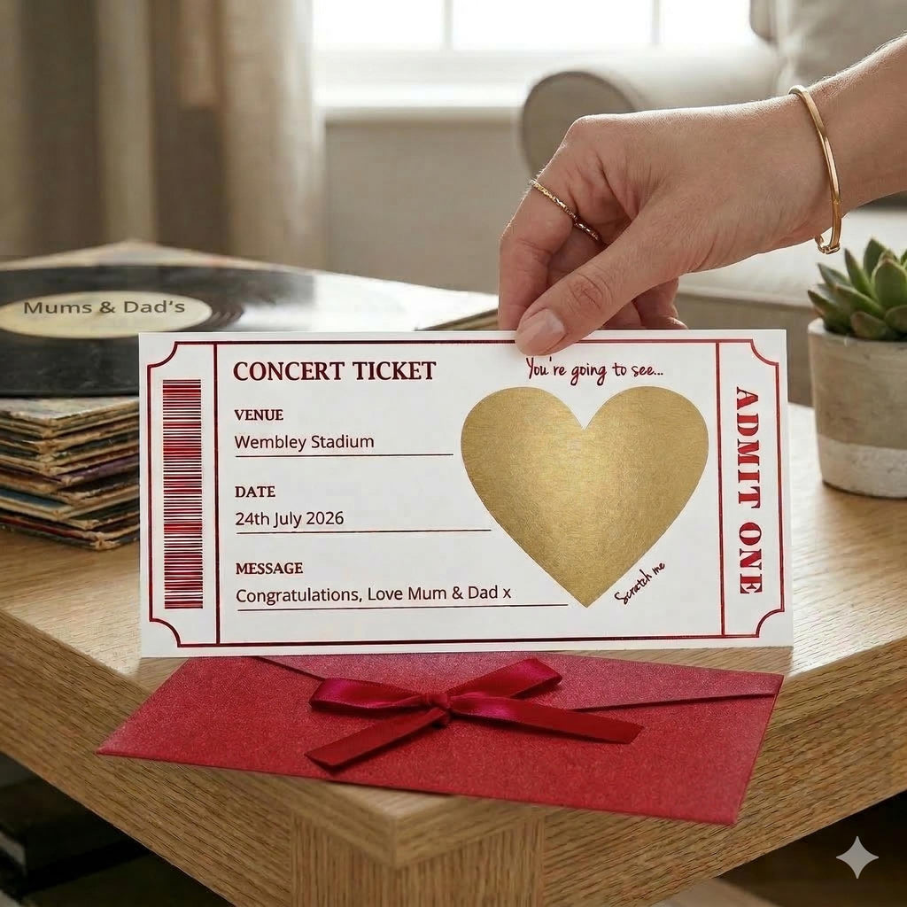 Personalised Concert Ticket Reveal Card | Surprise Gift for Music Lovers