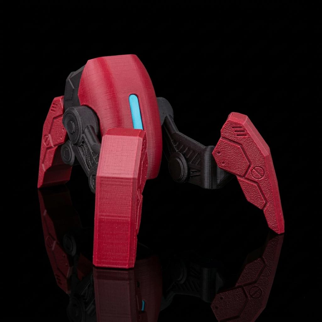 Red robot spider controller stand from the side