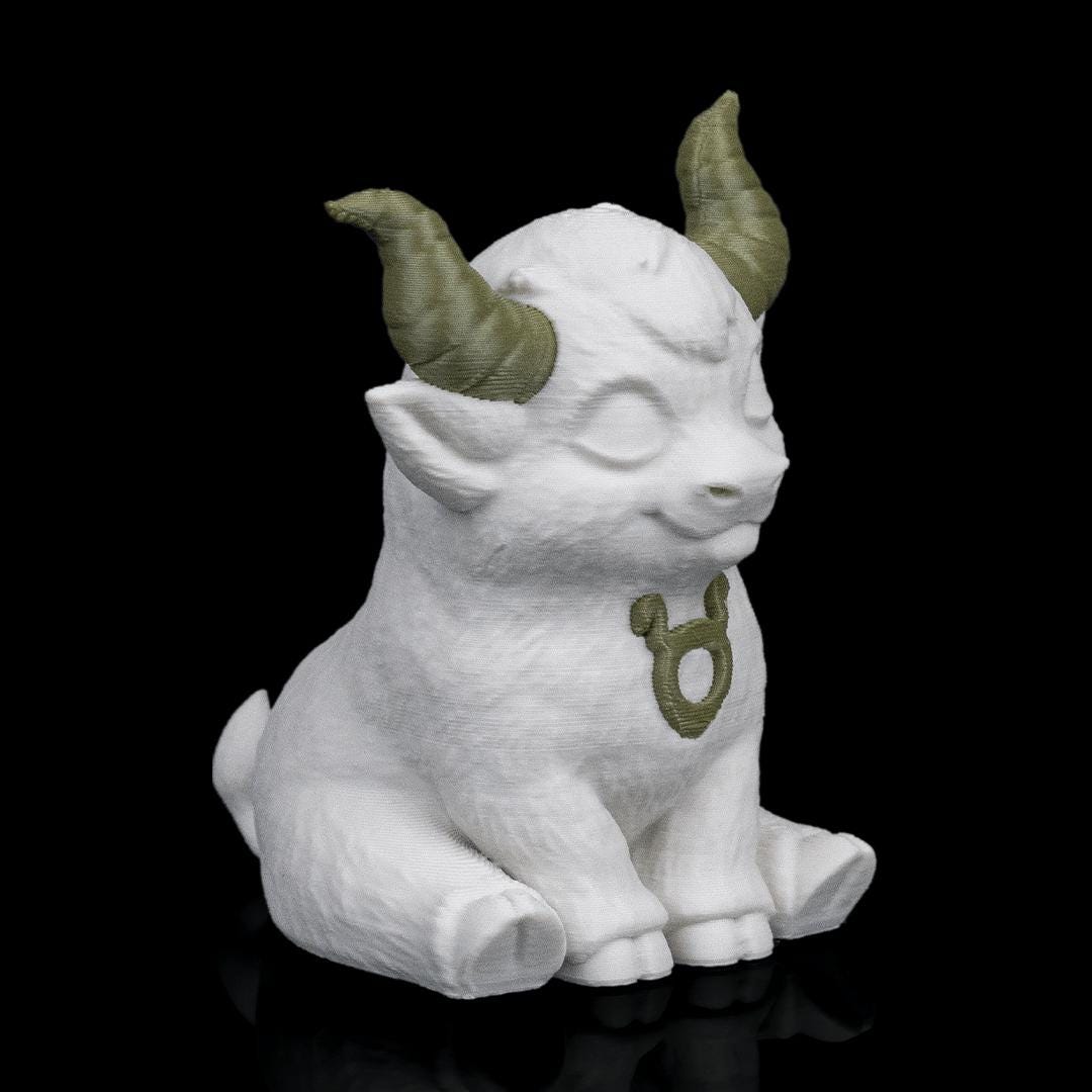 Taurus chibi bull figure from an angle