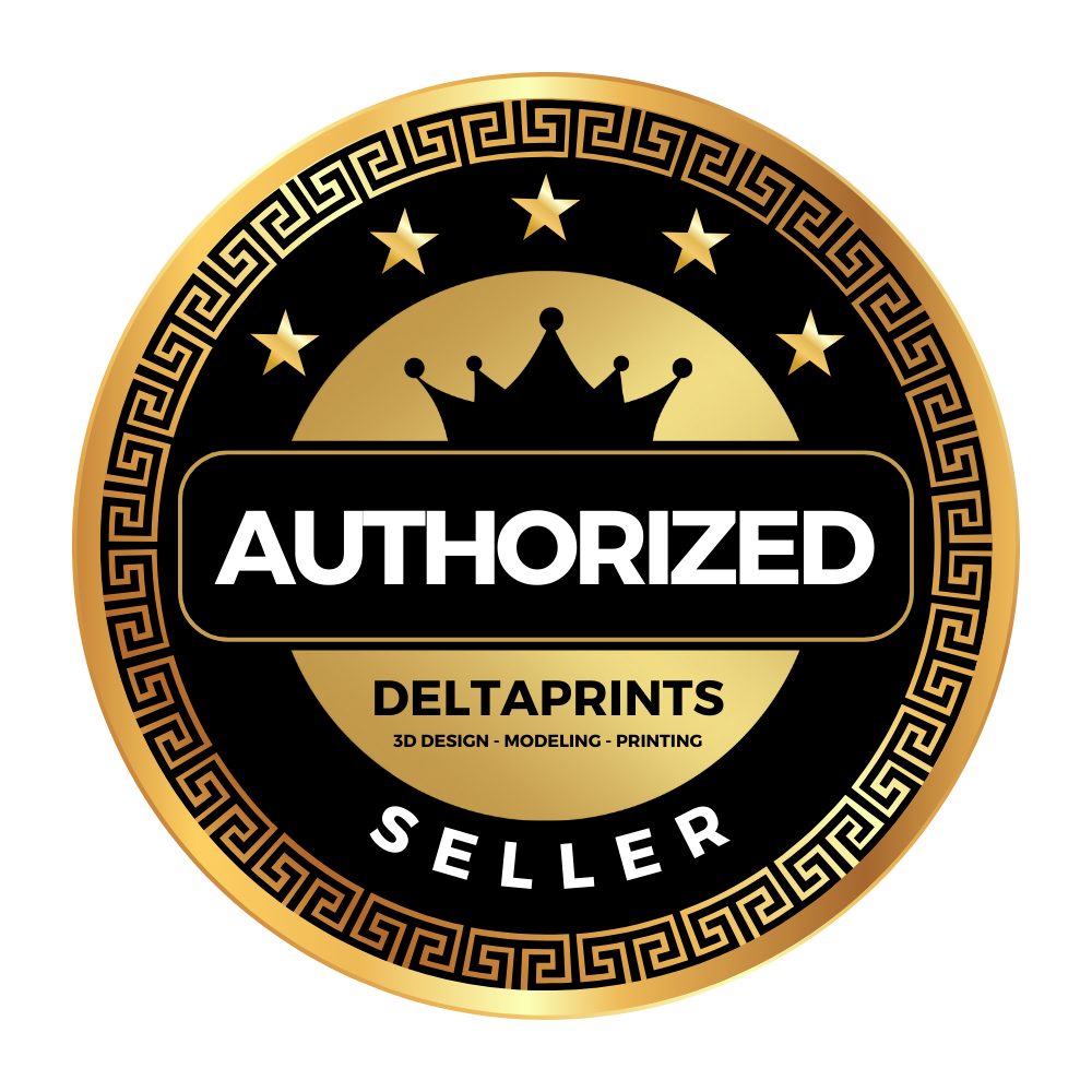 Circular logo with 'Authorized Seller' text and decorative elements on a white background