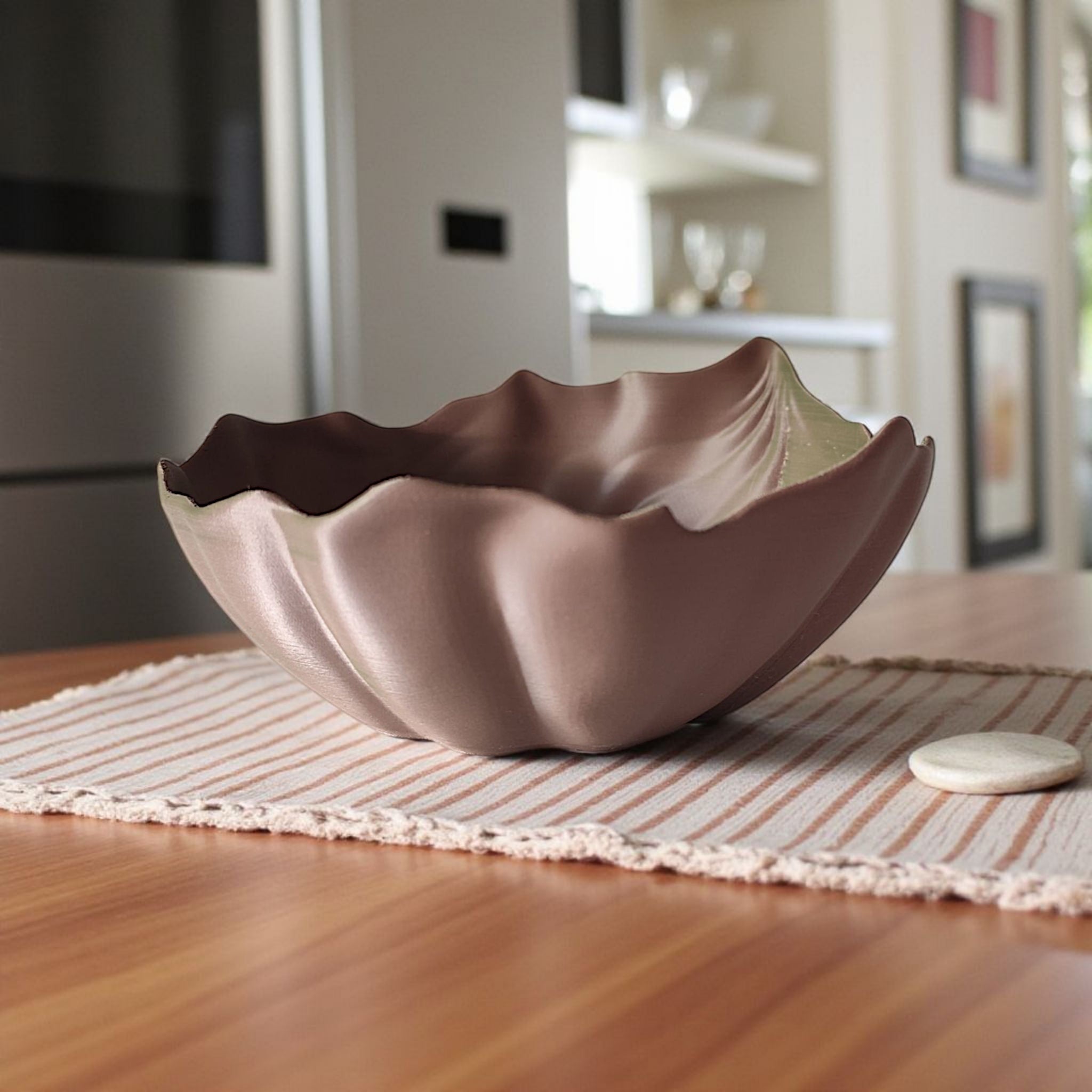 PLA Plastic bowl on a wooden table with a blurred background